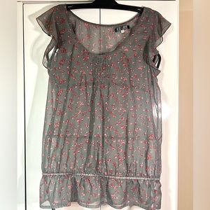 Sheer Grey Floral Blouse | Brand: Sound & Matter | Size: Medium